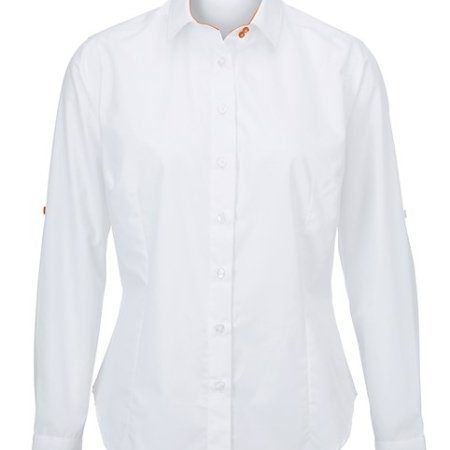 Women's white roll-up sleeve shirt