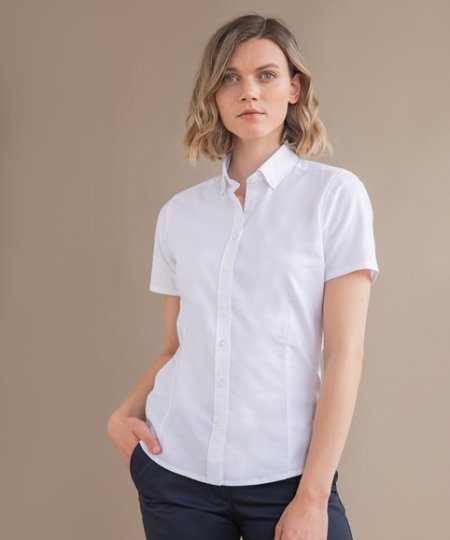 Henbury Women's modern short sleeve Oxford shirt