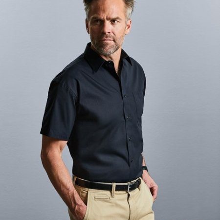 Short sleeve pure cotton easycare poplin shirt