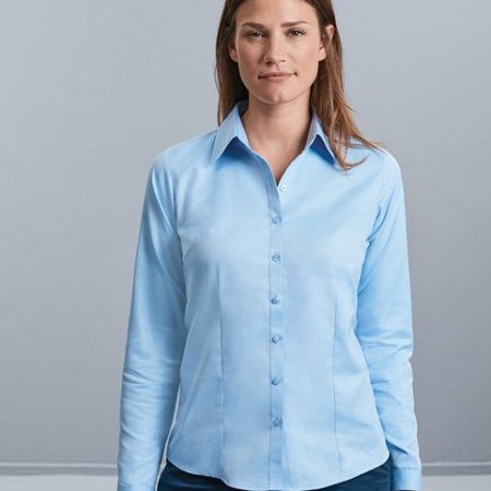 Women's long sleeve herringbone shirt
